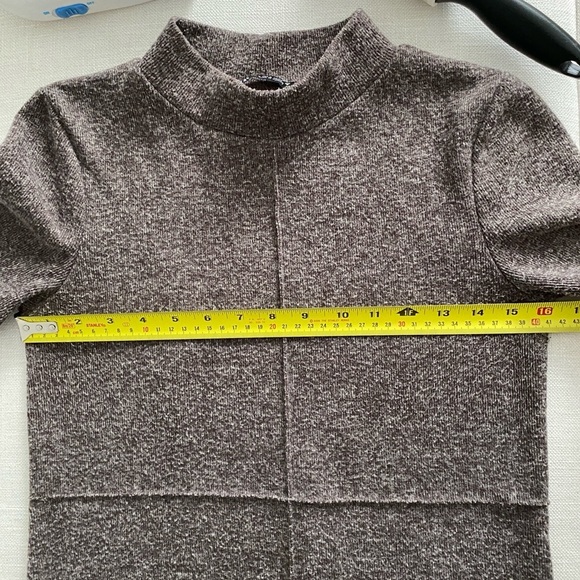 ZARA Wool Blend Heathered Brown Short Sleeve Mockneck Sweater Dress Size S - Picture 8 of 9